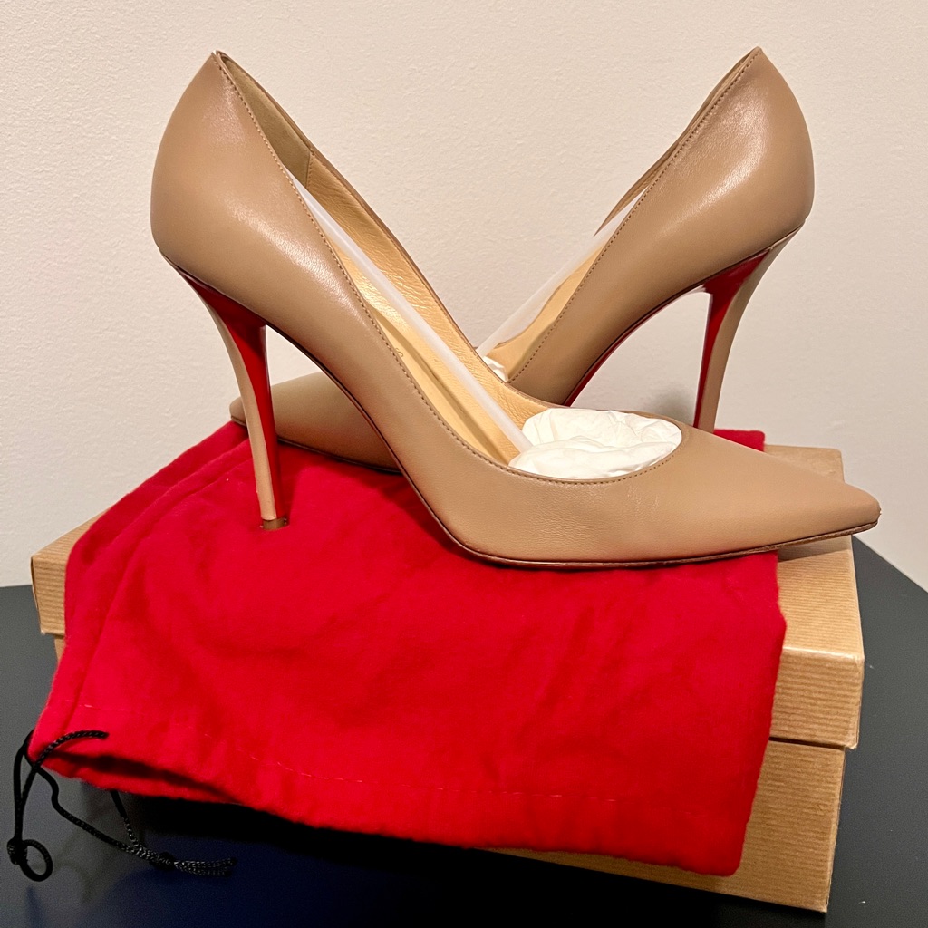 Christian Louboutin Nude Apostrophy 100mm Pumps